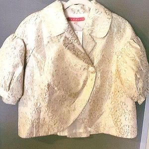 Manoush Brocade Embellished Short Jacket. Size 38/8. Off White/Gold. NWT